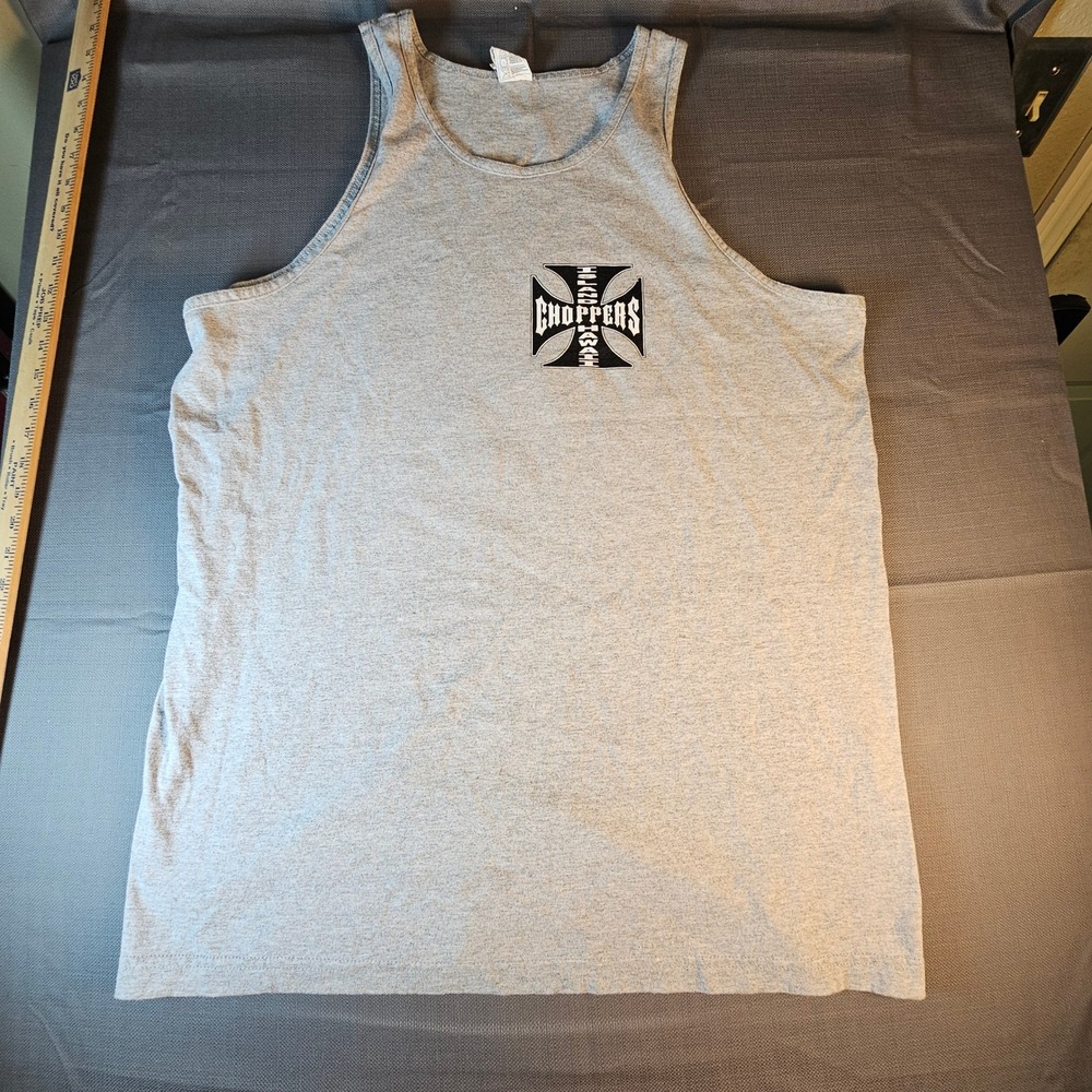 Alstyle Choppers Hawaii Tank Top Gray Motorcycle Graphic Print Men's XL VTG